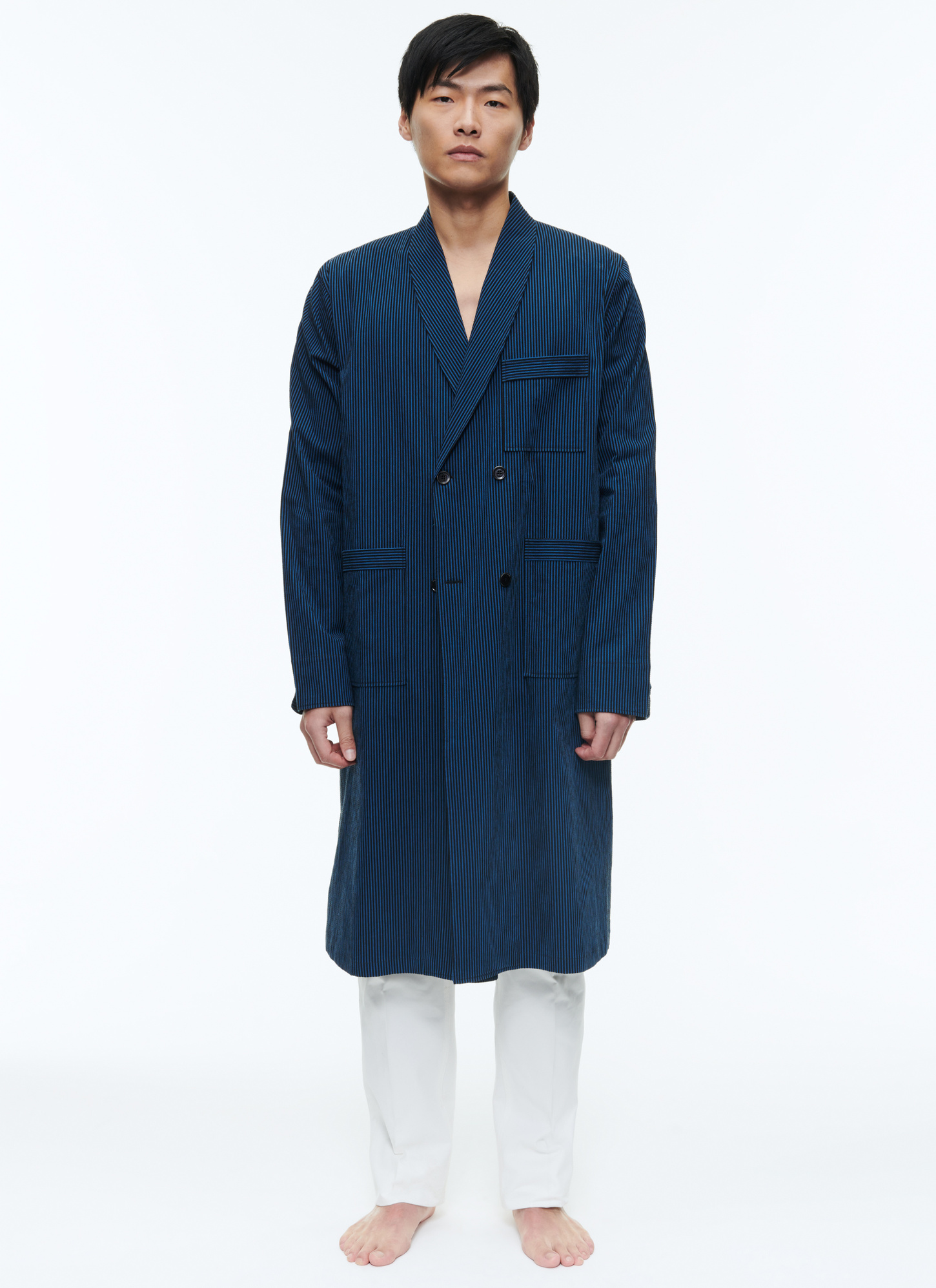 Chemise homme bleu marine seersucker de coton Fursac - H3DIVA-DH05-D032