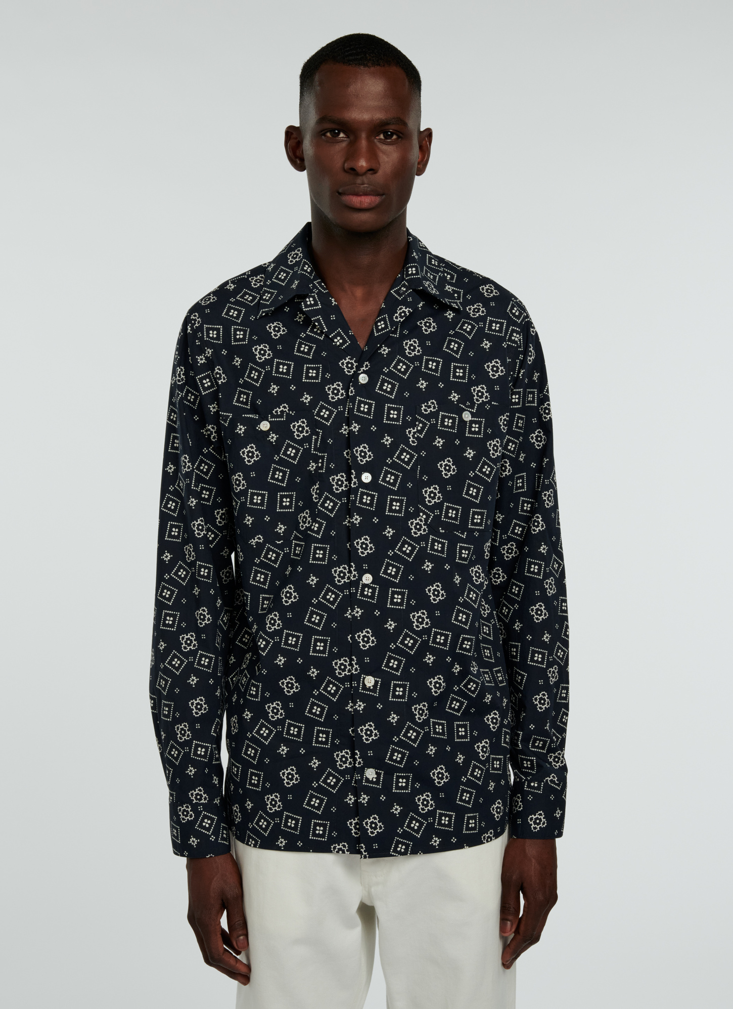 Chemise homme bleu nuit popeline de coton Fursac - H3VILA-VH49-31