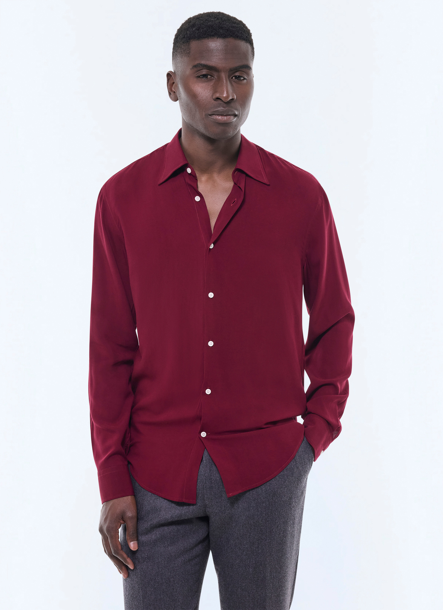 Chemise homme bordeaux viscose ecovero Fursac - H3ADOV-EH36-C014