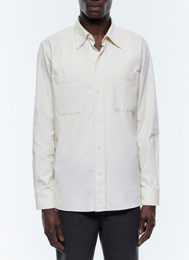 Chemise homme ecru velours côtelé certifié Fursac - H3EILI-EH35-A002