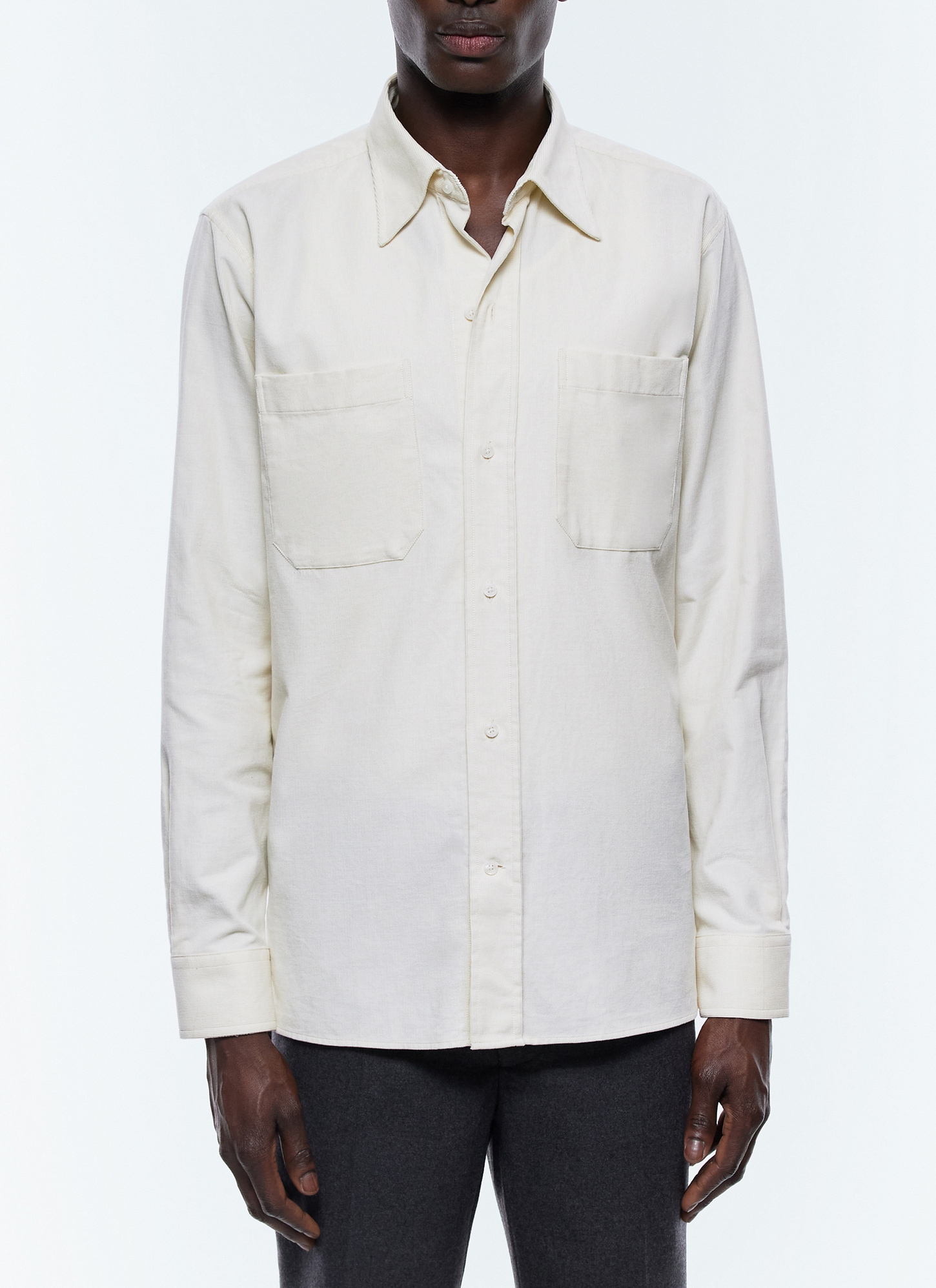 Chemise homme ecru velours côtelé certifié Fursac - H3EILI-EH35-A002