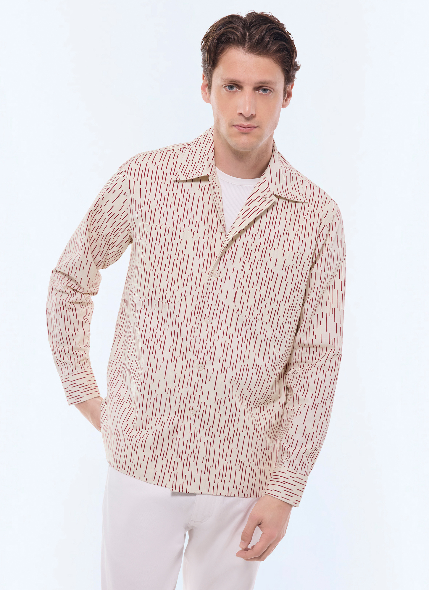 Chemise homme ecru twill de coton Fursac - H3GILI-GH11-A002