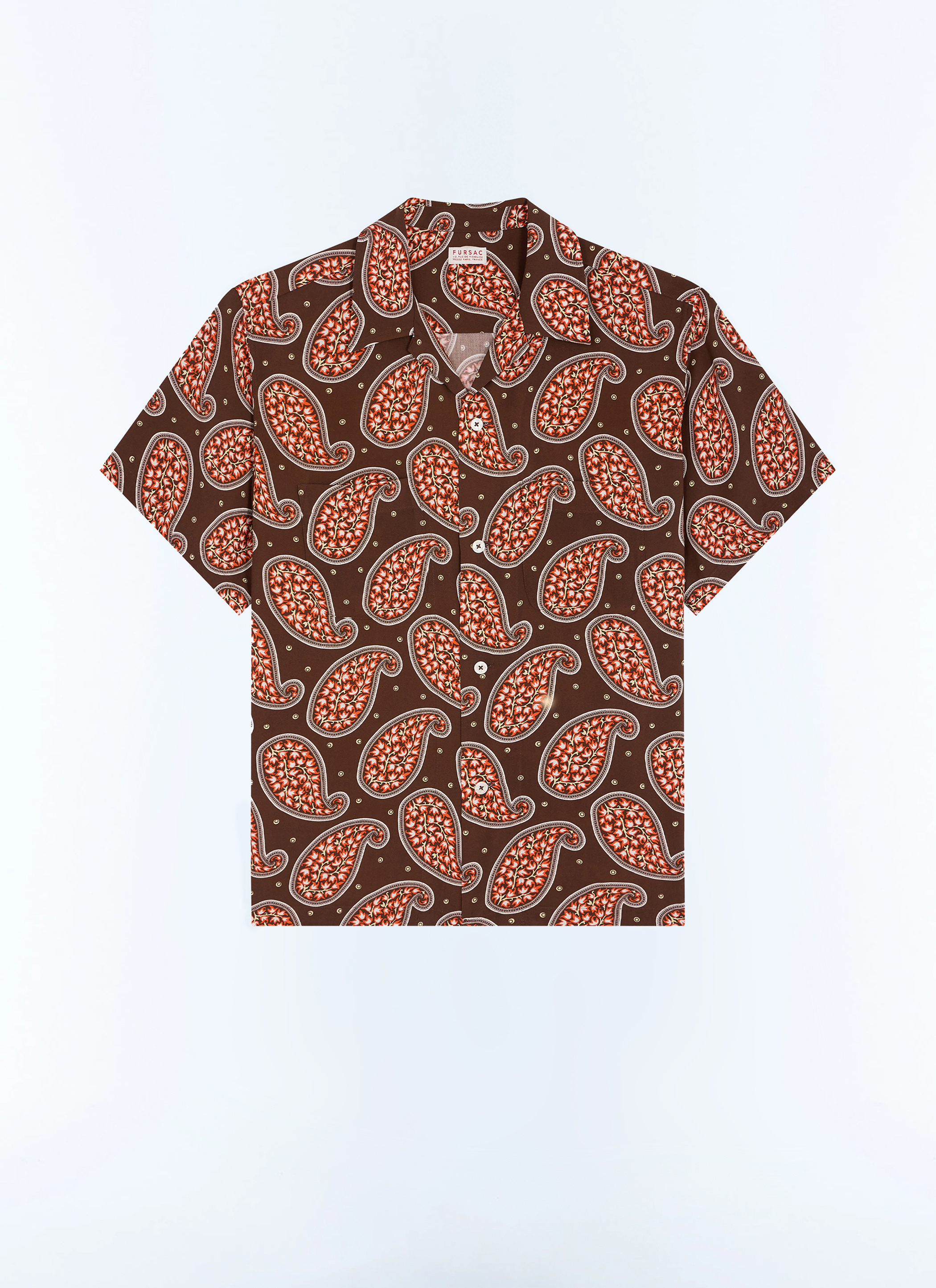 FURSAC - Chemisette à motif paisley en viscose - Homme - Taille S - Noir - Coupe Droite