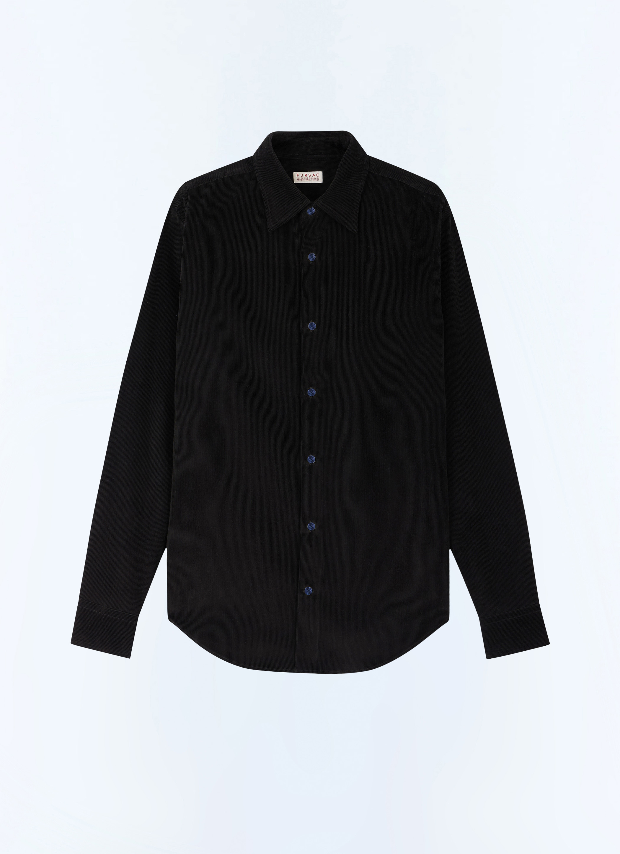 FURSAC - Chemise à poches en velours côtelé - Homme - Taille S - Noir - Coupe Droite