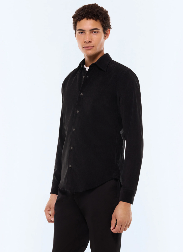 Chemise homme noir velours côtelé Fursac - H3GILI-GH28-B020