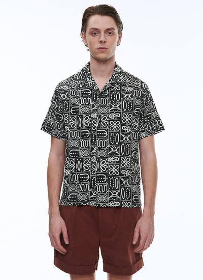 Chemise homme noir popeline de coton Fursac - H3VUNY-BH25-20