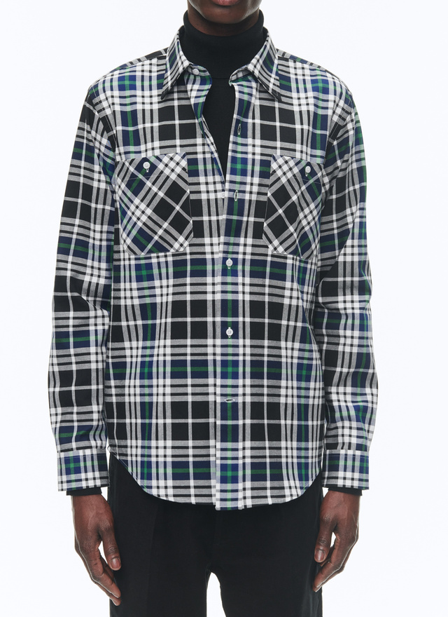 Chemise homme noir coton gratté Fursac - H3CILI-CH41-B020