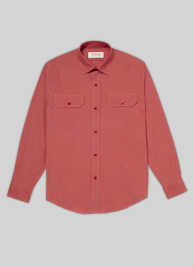 Chemise rouge homme coton et élasthanne Fursac - H3VILI-VH07-79