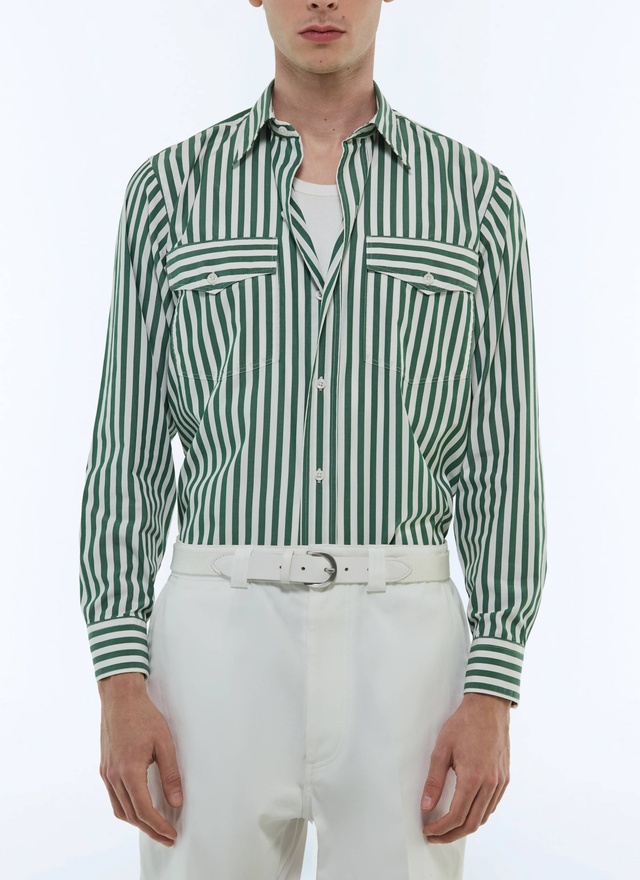 Chemise homme vert bouteille popeline de coton certifié Fursac - H3FCIL-FH17-H010
