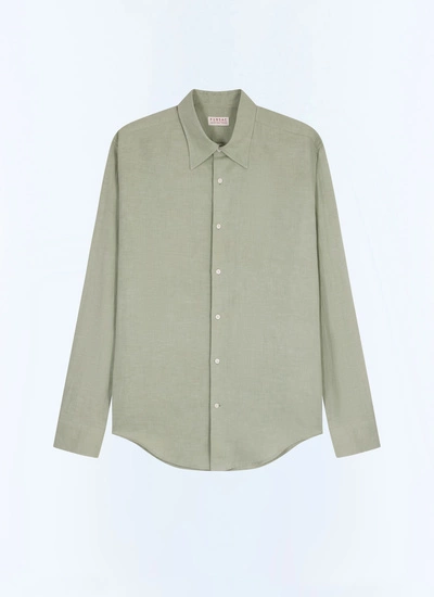 Chemise vert homme toile de coton et lin Fursac - H3EDAV-DH50-H005