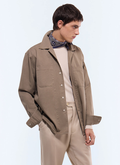 Chemise homme vert sauge twill de coton Fursac - H3GILI-GH02-H015