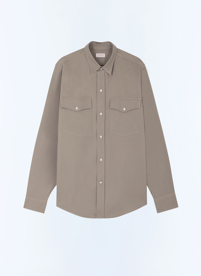 Chemise vert homme twill de coton Fursac - H3GILI-GH02-H015