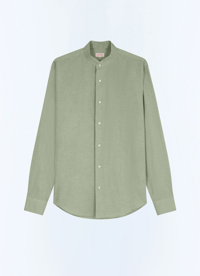 Chemise vert homme toile de coton biologique et lin certifié Fursac - H3TIKA-DH50-H005