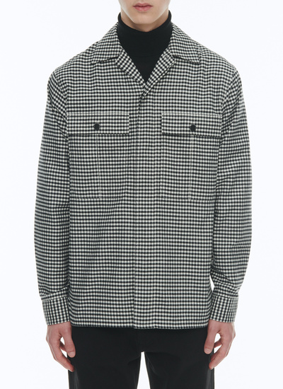 Chemise homme vichy noir et blanc coton gratté Fursac - H3CORT-CH09-B001