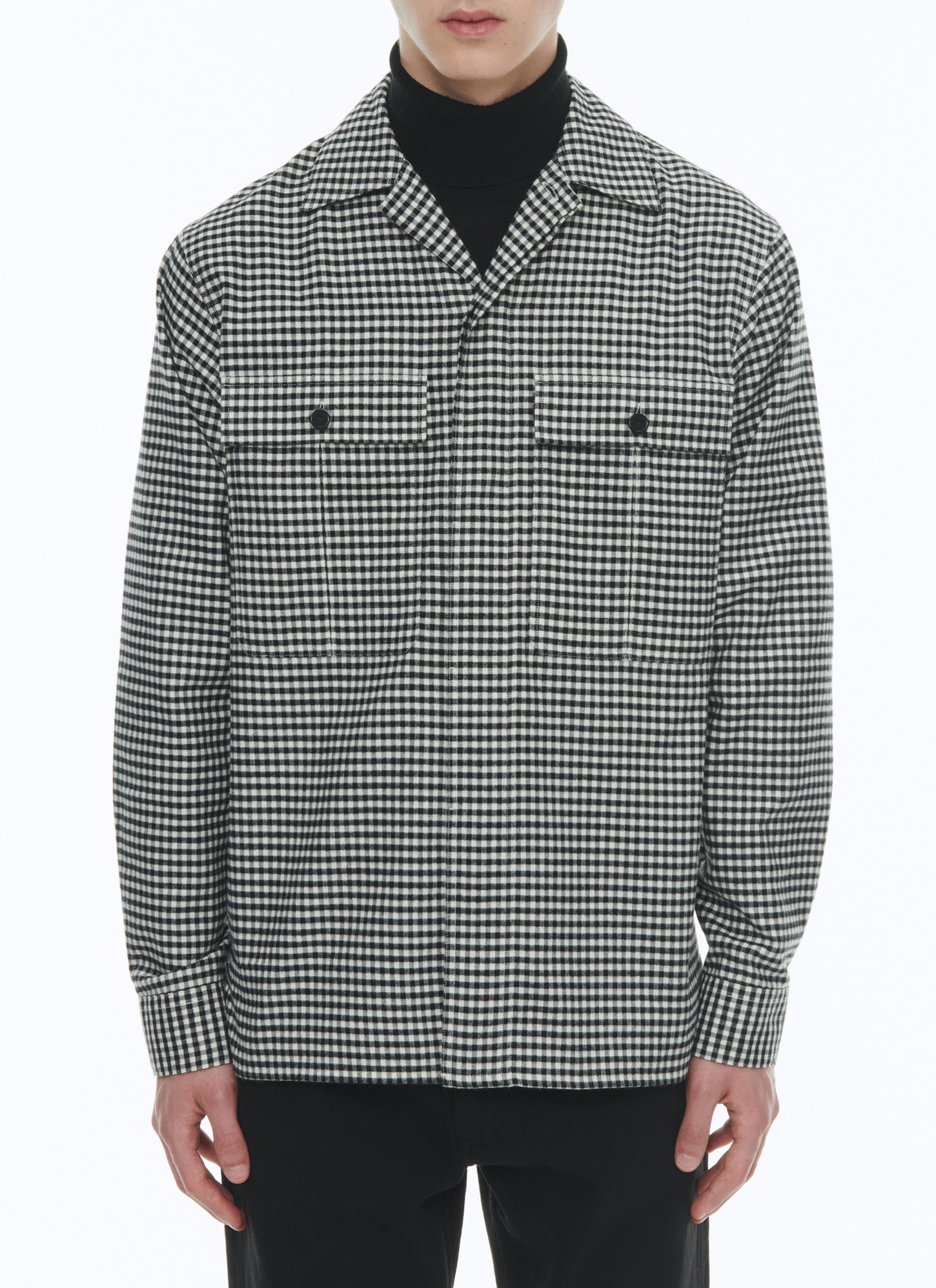 Chemise homme vichy noir et blanc coton gratté Fursac - H3CORT-CH09-B001