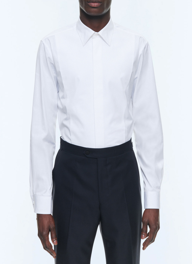 Chemise homme blanc popeline de coton Fursac - H3DRON-E020-01