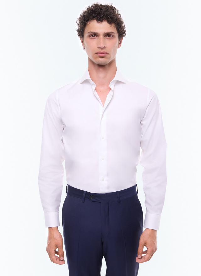 Chemise homme blanc twill de coton Fursac - H3ECUT-E005-01