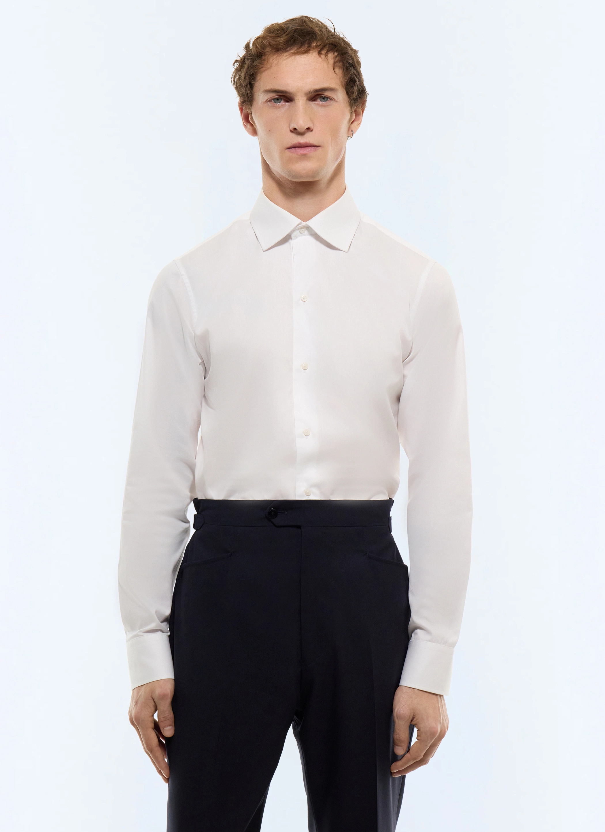 FURSAC - Chemise col courbe en twill de coton - Homme - Taille 37 - Blanc - Collection Cérémonie - Mariage - Coupe Ajustée