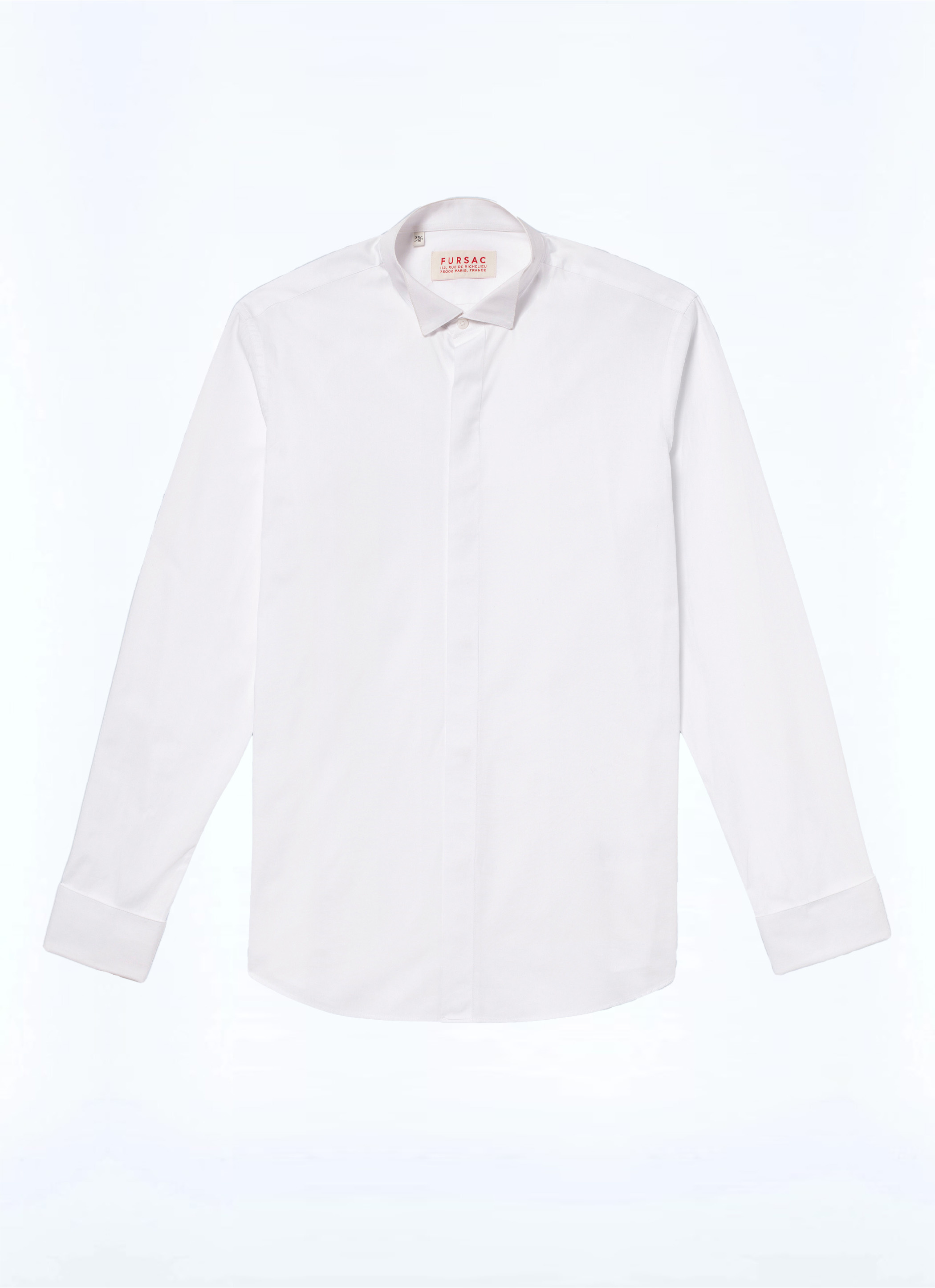 FURSAC - Chemise col cassé et gorge cachée en coton - Homme - Taille 44 - Blanc - Collection Cérémonie - Mariage - Coupe Ajustée