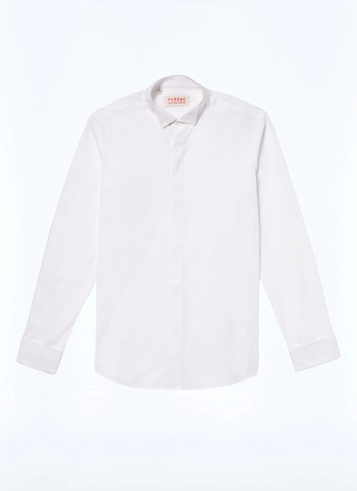 Chemise blanc homme popeline de coton Fursac - H3VLUK-T001-01