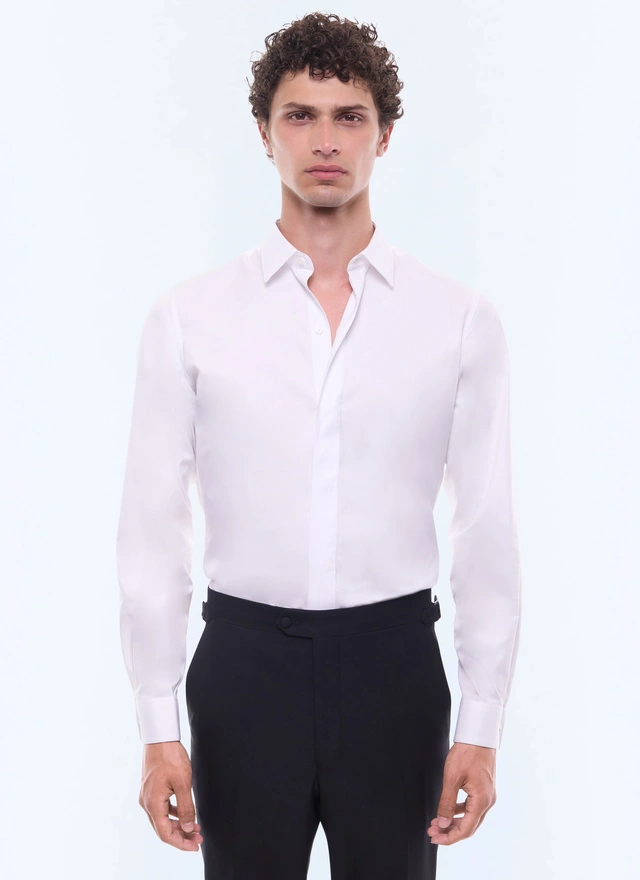 Chemise homme blanc popeline de coton Fursac - H3VODI-E005-01