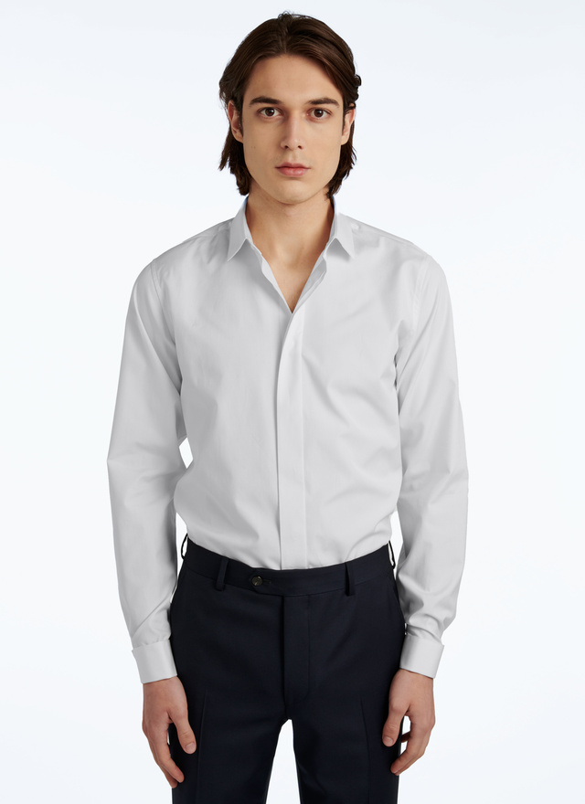 Chemise homme blanc popeline de coton égyptien Fursac - H3VODI-TH62-01