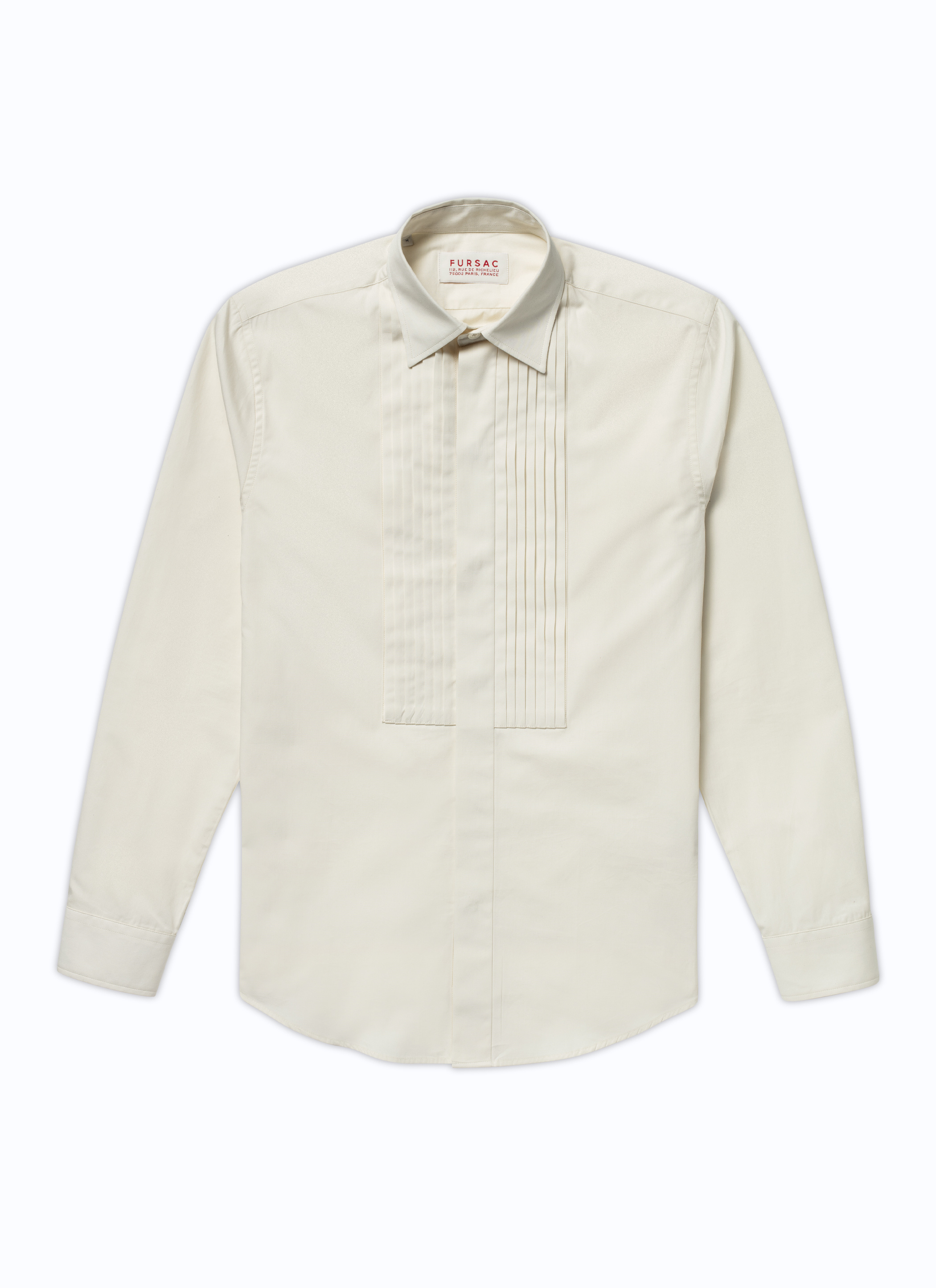 FURSAC - Chemise à plastron écrue en coton - Homme - Taille 38 - Blanc - Coupe Ajustée