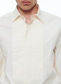 Chemise à plastron écrue en coton - H3AVAD-AH07-02