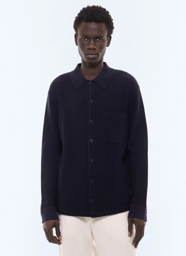 Chemise homme marine matière principale: 60% coton, 28% laine, 10% polyamide, 2% elasthannedoublure: aucune Fursac - A2LCHE-LA02-D030