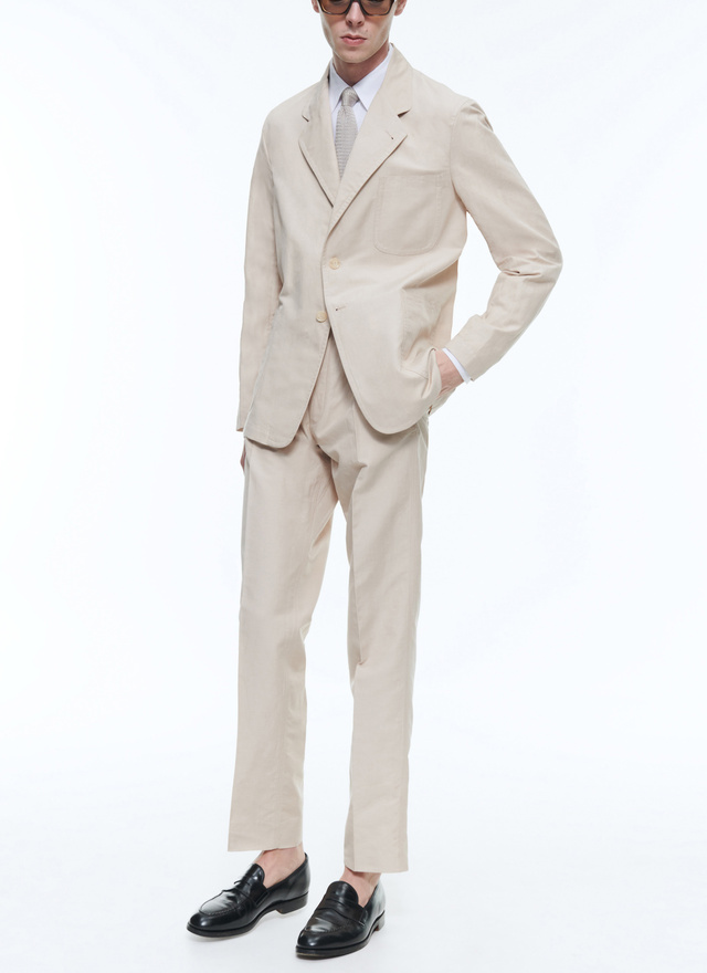 Men's chino trousers beige linen and cotton canvas Fursac - P3CARO-DX09-A006