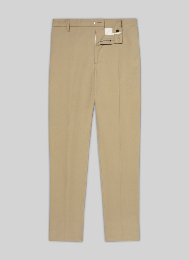 Men's beige, ecru cotton chino trousers Fursac - P3VINO-VP06-08