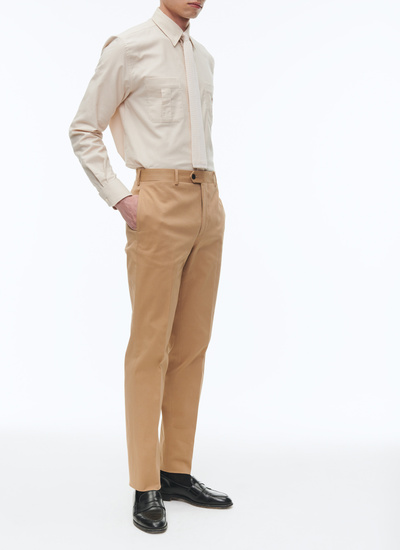Men's chino trousers beige cotton and elastane Fursac - P3VKIA-AP04-08