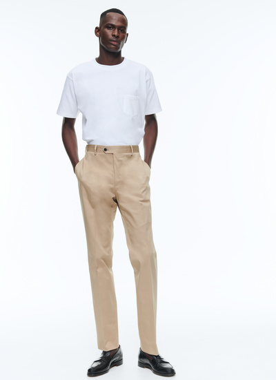 Men's chino trousers beige cotton and elastane Fursac - P3VKIA-VP14-06