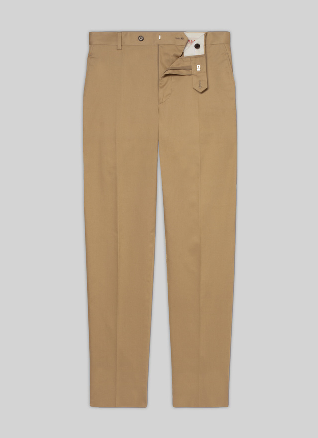 Men's beige, ecru cotton and elastane chino trousers Fursac - P3VKIA-VP14-08