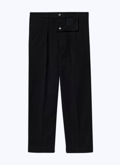 Men's black cotton moleskin chino trousers Fursac - P3ACNO-AX10-20