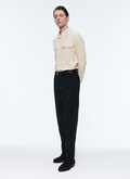 Black cotton moleskin chino trousers - P3ACNO-AX10-20