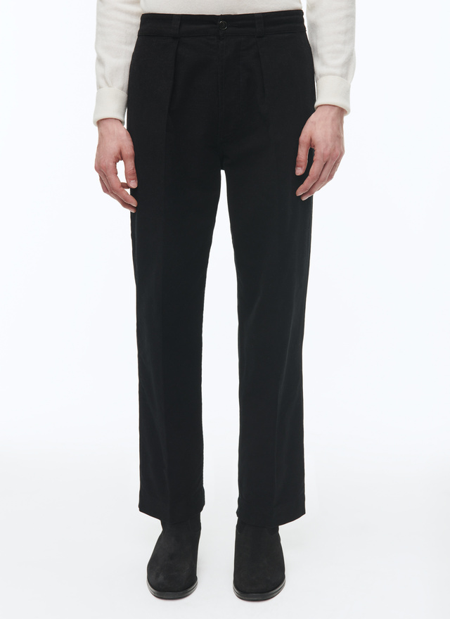 Men's chino trousers black organic cotton moleskin Fursac - P3CARO-AX10-20