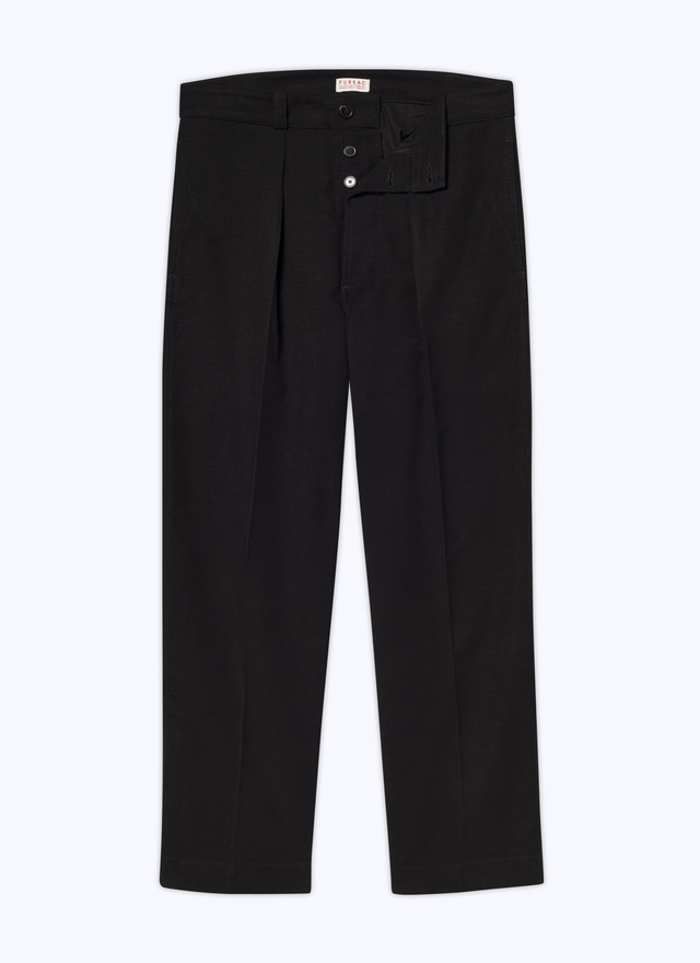 Men's black organic cotton moleskin chino trousers Fursac - P3CARO-AX10-20