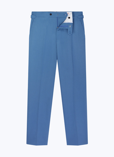 Men's blue, navy blue organic cotton gabardine chino trousers Fursac - P3DROP-AP04-D028