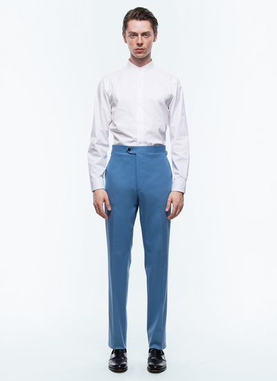 Men's chino trousers blue grey organic cotton gabardine Fursac - P3DROP-AP04-D028