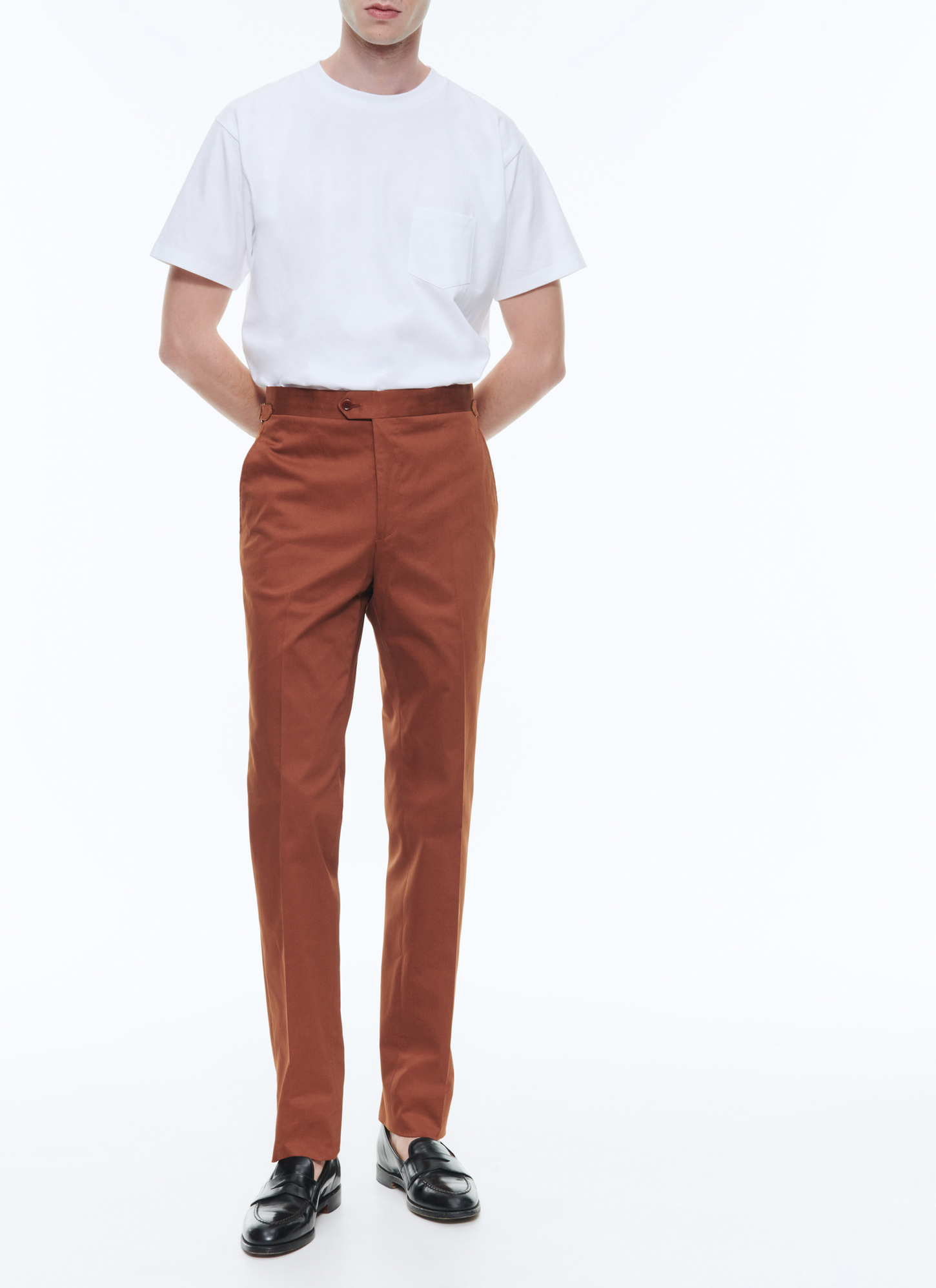 Men's chino trousers camel brown organic cotton gabardine Fursac - P3DROP-VP14-G005