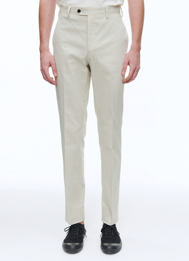 Men's chino trousers chalky white cotton and elastane Fursac - 22EP3VKIA-VP14/03