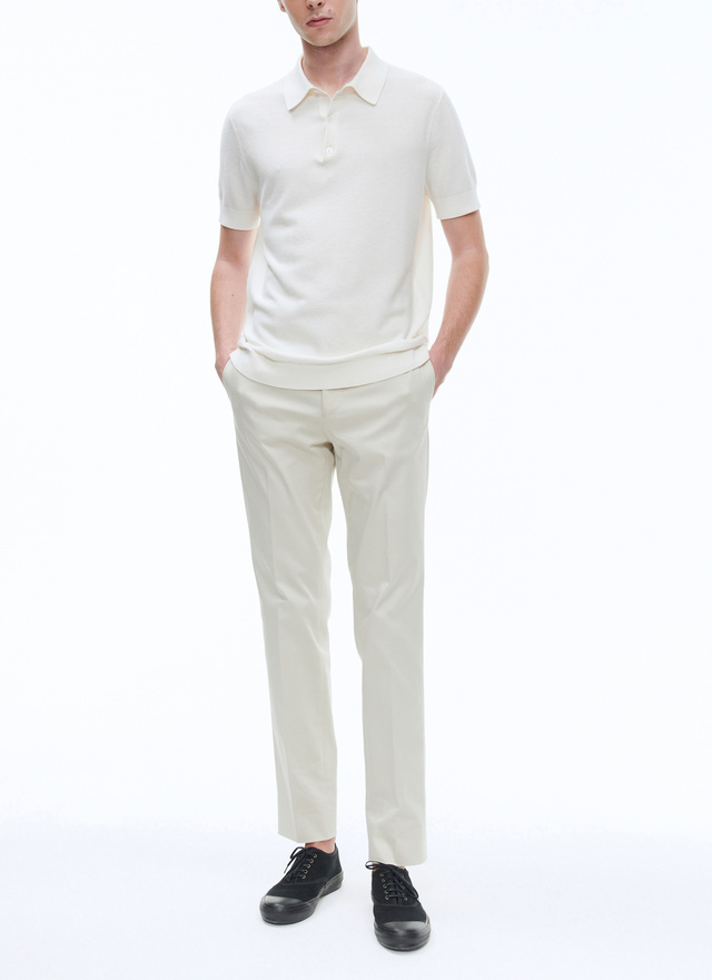 Men's chino trousers chalky white cotton and elastane Fursac - P3VKIA-VP14-03