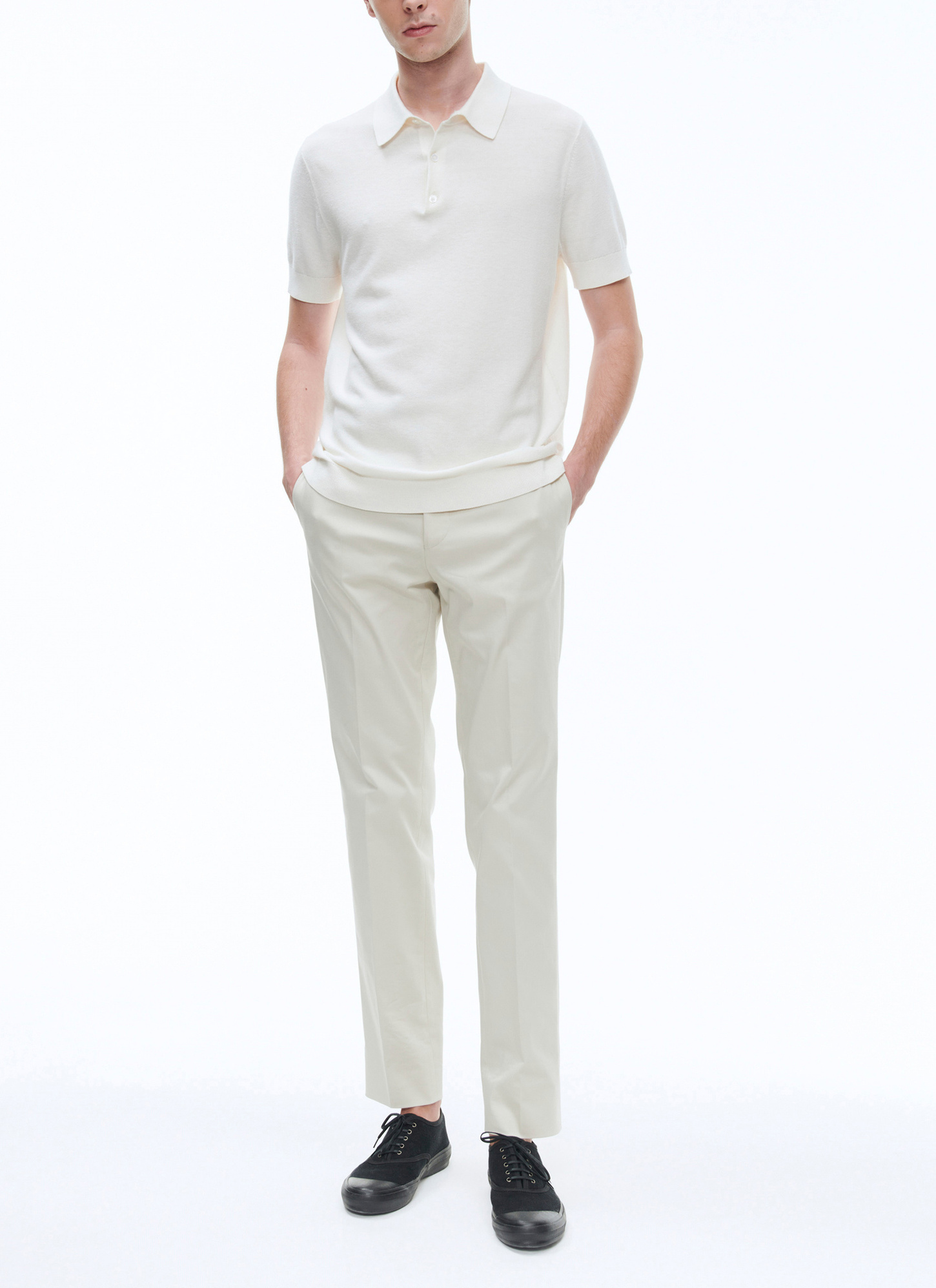 Men's chino trousers chalky white cotton and elastane Fursac - P3VKIA-VP14-03