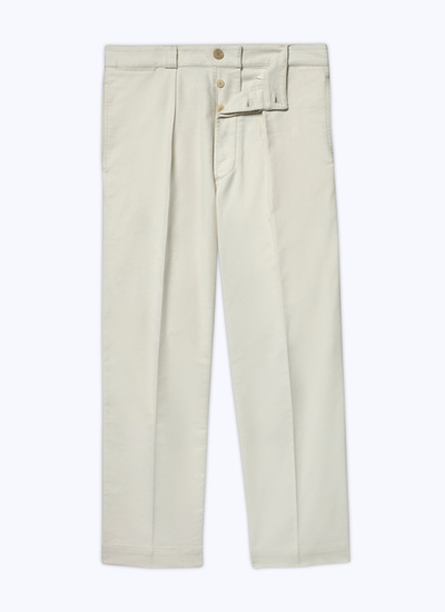 Men's white, ecru cotton moleskin chino trousers Fursac - P3ACNO-AX10-02