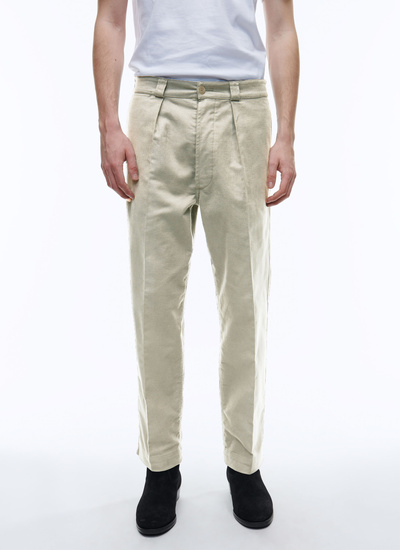 Men's chino trousers ecru cotton moleskin Fursac - P3ACNO-AX10-02