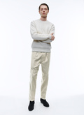 Ecru cotton moleskin chino trousers - P3ACNO-AX10-02