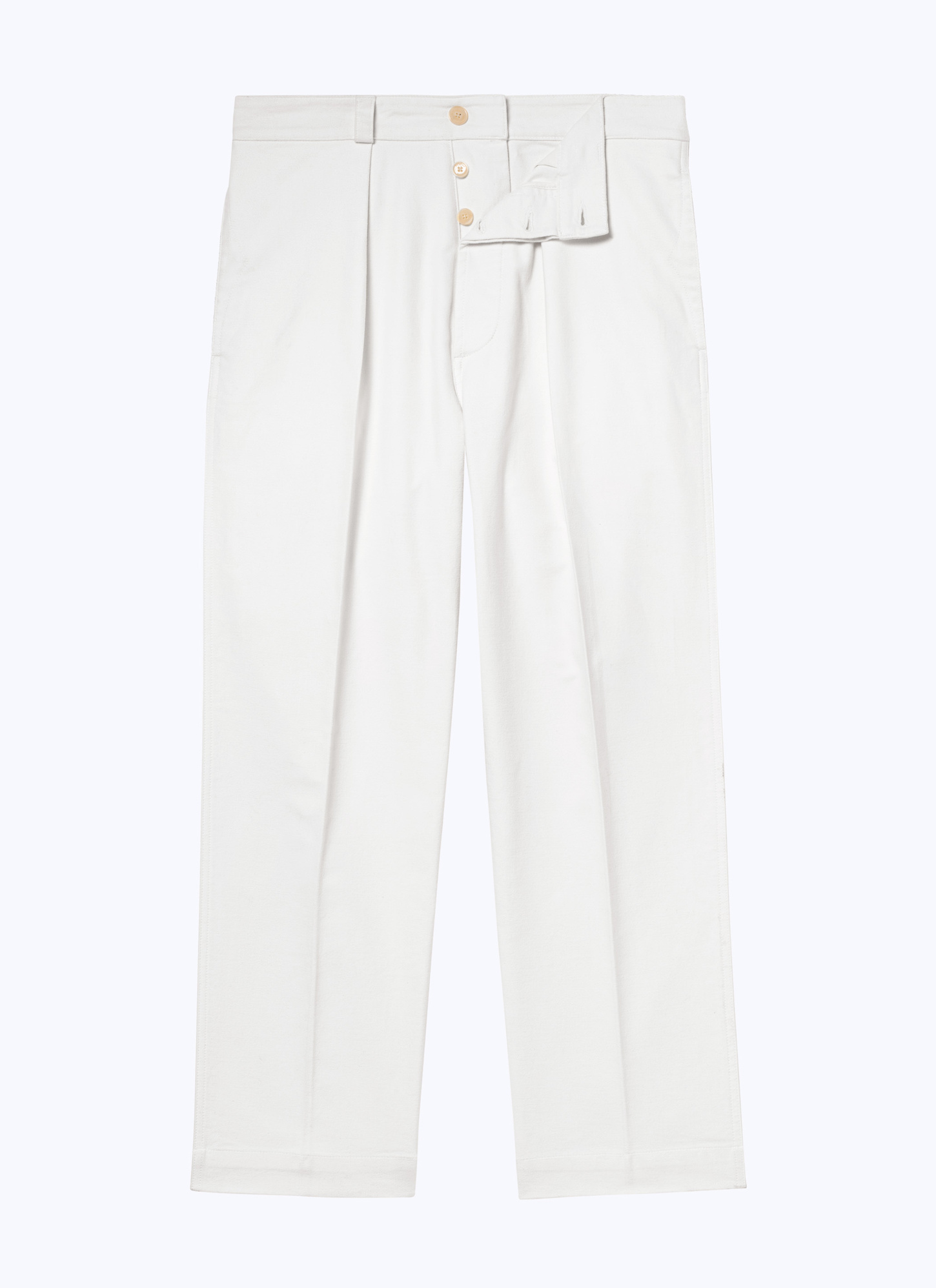 Men's white, ecru organic cotton moleskin chino trousers Fursac - P3CARO-AX10-02