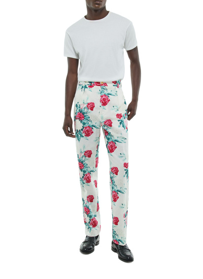 Men's pink cotton and linen canvas chino trousers Fursac - P3CARO-FX12-L001
