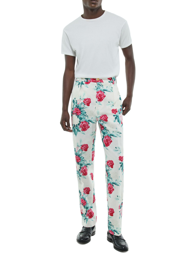 Men's pink cotton and linen canvas chino trousers Fursac - P3CARO-FX12-L001